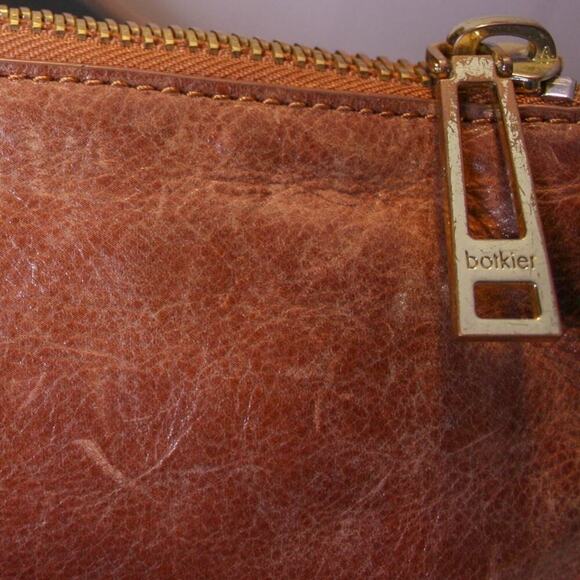 Botkier Brown Leather Crossbody Purse Boho Hippie Moto Zippers Studs - Picture 4 of 5